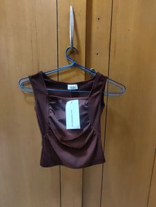 Extremely Trendy, Ribbed Brown Top From LittleBoxIndia
