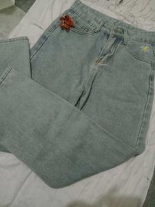 Embroidered Light Wash Jeans