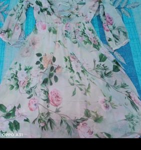 Floral Ruffle Neck Dress