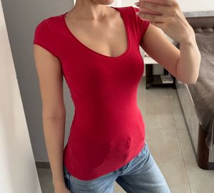 Zara organic cotton red tshirt, S