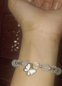 White Crystal Butterfly Chrm Bracelet