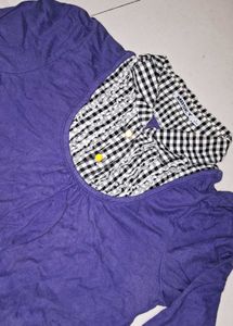 Collar Type Full Sleeves Top Purple 💜