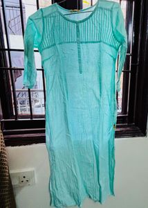 Aqua Embroidered Kurta