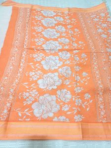 🆕️ Beautiful Floral Cotton Saree With Jari Border