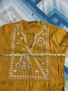 Soch (S)  Mustard Embroidered Kurti