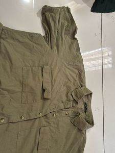 Olive Green Cropped Utility Shirt