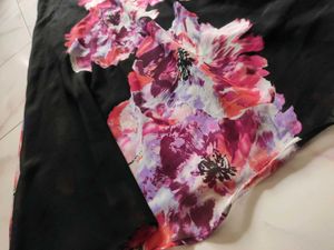 Floral Print Maxi Flared Skirt