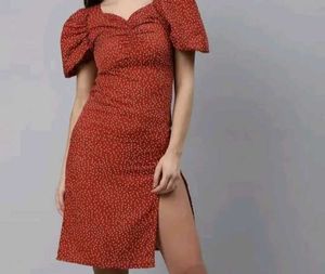 Polka Dot Puff Sleeve Mini Dress