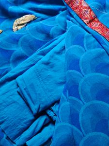 Blue Floral Print Saree