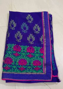 Georgette Saree With Thread work And Patch Border.