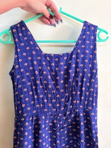 Blue Floral Sleeveless Dress