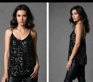 Black Sparkling Sequin Cami Top