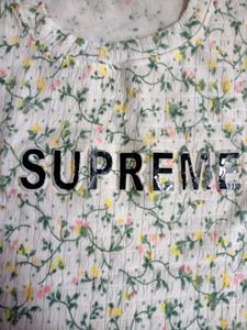 Slim Fit White Floral Tshirt