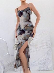 Abstract Print Maxi Dress
