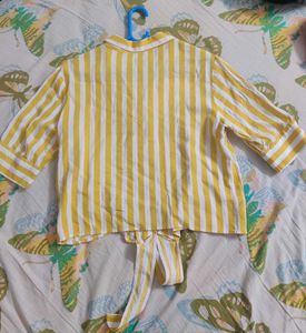 Projecteve Yellow &amp; White Crop Shirt - Size