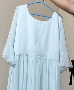 Pastel Blue Sequin Tiered Maxi Dress