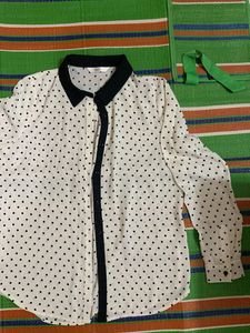 Polka Dot White Full Sleeves Shirt