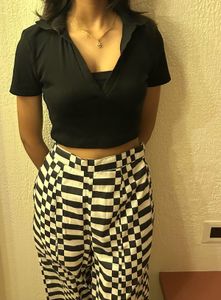 Zara Black Collared Crop Top