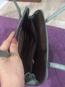 Vintage Green Croc Embossed Baguette Bag