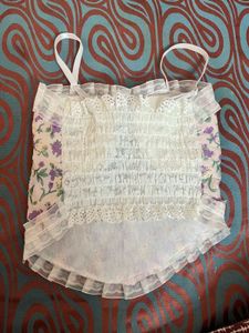 Floral Lace Trim Cami Top