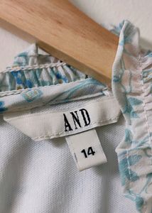 AND White Full sleeves With Floral Blue Design