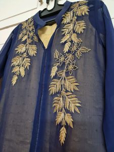 Georgette partywear with golden stone embroidery