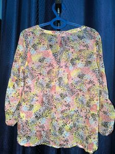 Sheer Floral Print Blouse