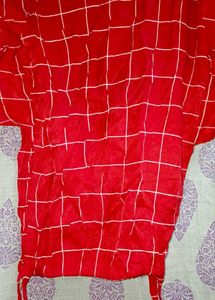 Red Plaid Embellished Top