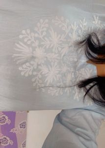 Sky Blue Chikenkari Kurta Short Length