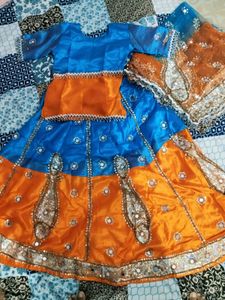 Orange &amp; Blue Lehenga Choli