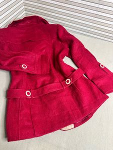 Red Coat with Beige Collar