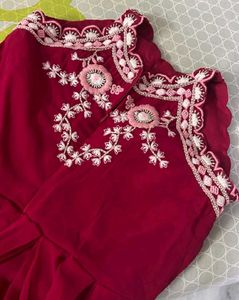 Elegant Pink Embroidered Beaded Gown Dress