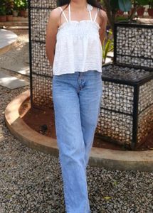 Light Blue Smocked Top