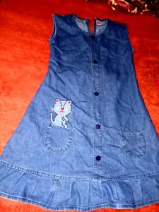Denim Frook For Girls
