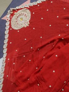 Red Embellished Saree