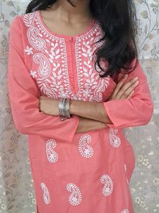 Chikankari Cotton  Kurti