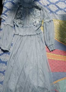 Elegant Blue Floral Lace Mini Dress
