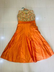 Elegant Orange Ethnic Gown