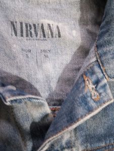 Denim Sleeveless Jacket Nirvana Print