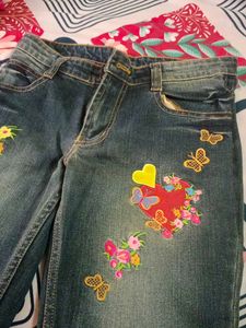 Floral Embroidered Jeans Y2K fashion