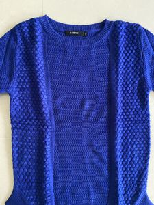 Blue Textured Knit Sweater