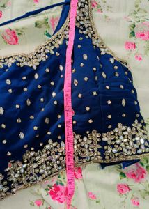 Blue &amp; Gold Embellished Lengha Set