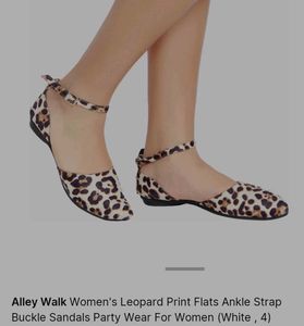 Leopard Print Ankle Strap Sandals By Alley walk