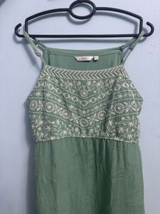 Green Embroidered Sundress
