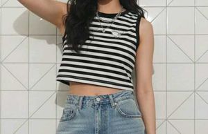 Striped Sleeveless Crop Top