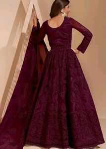 Elegant Pink Anarkali semi-stitched gown