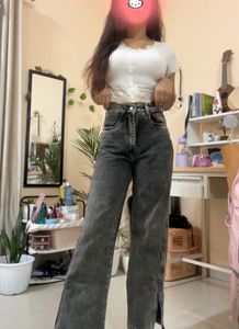 Charcoal Black Straight Denim Jeans