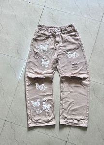 Shein Butterfly Graphic Ripped Jeans