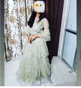 Sage Green Color Embroided Wedding Lehenga