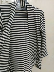 Black And White Striped Jacket Shrug